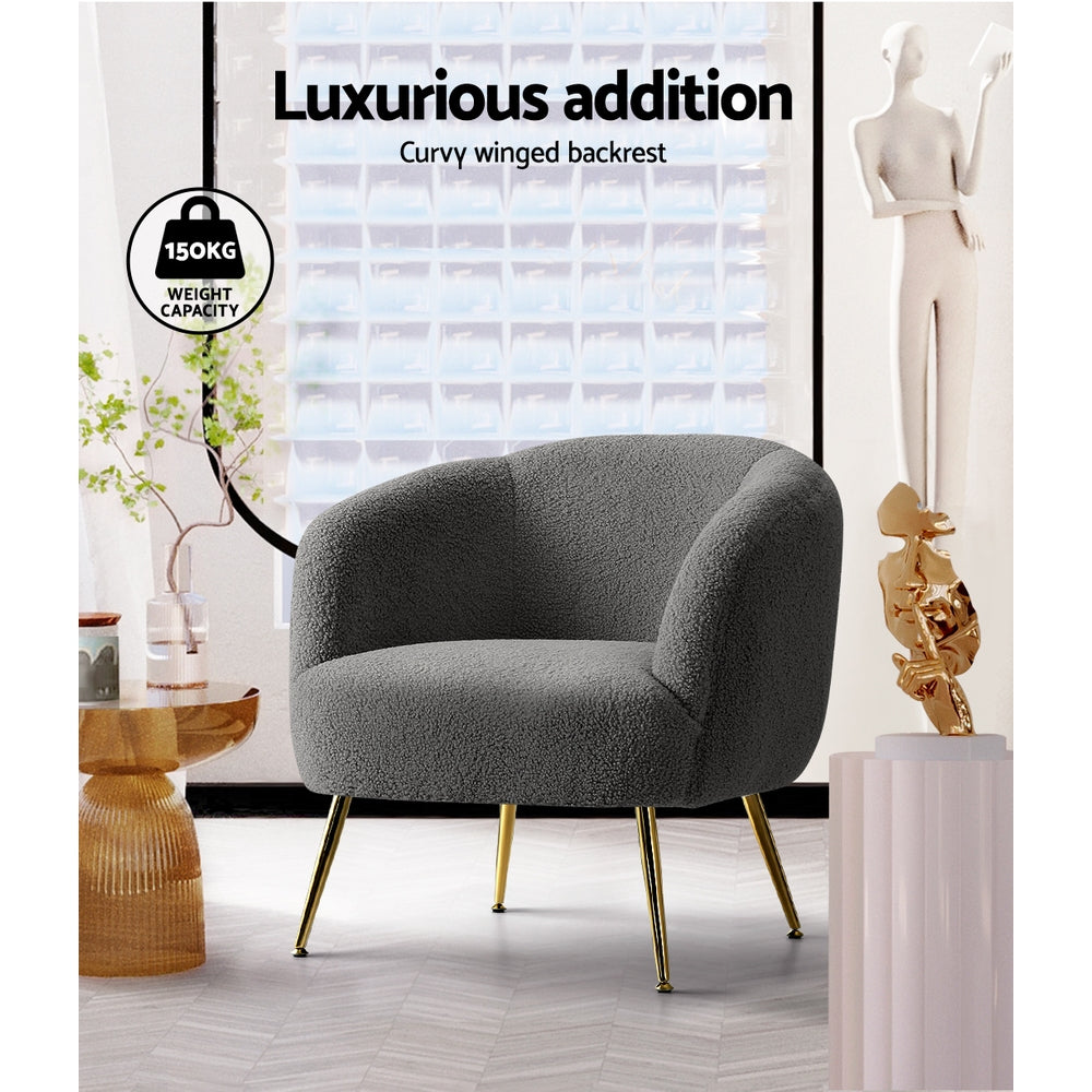 Marlook Armchair Lounge Chair Accent Chairs Arm Armchairs Sherpa Boucle Charcoal