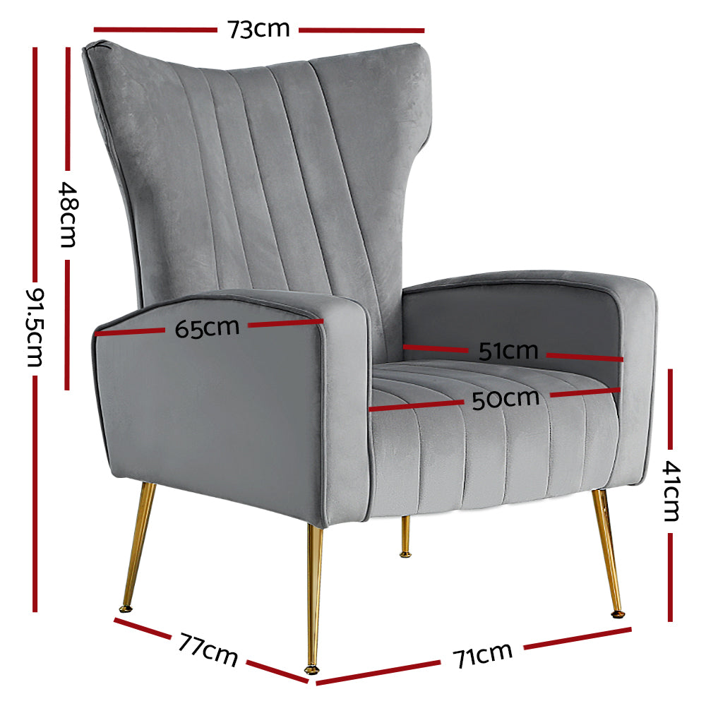 Marlook Armchair Grey Velvet Kate
