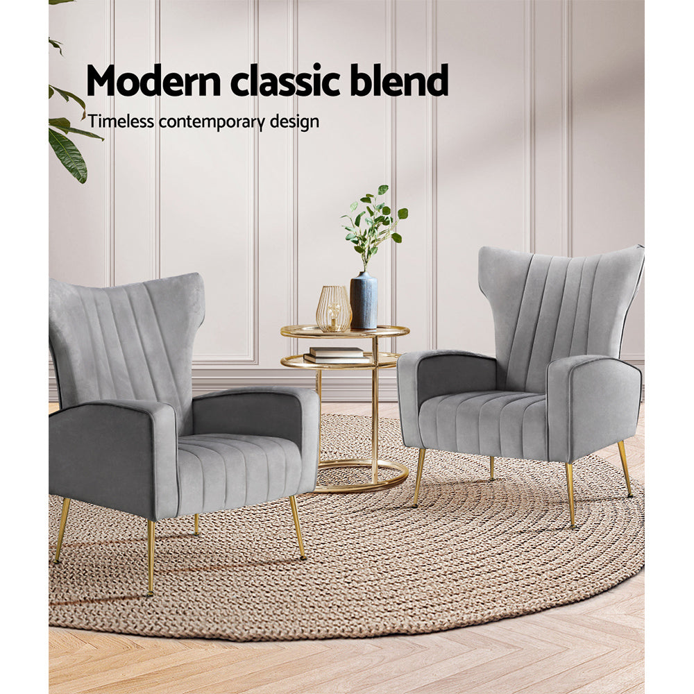 Marlook Armchair Grey Velvet Kate