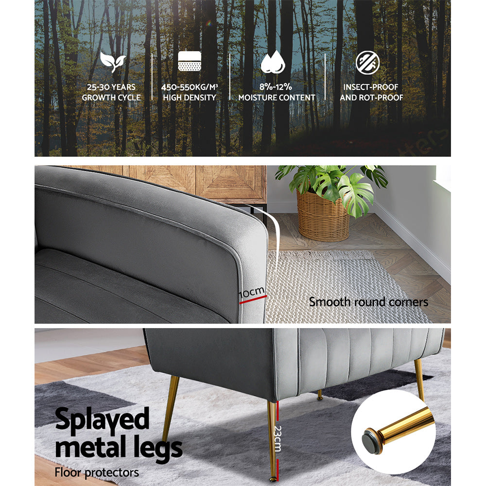 Marlook Armchair Grey Velvet Kate