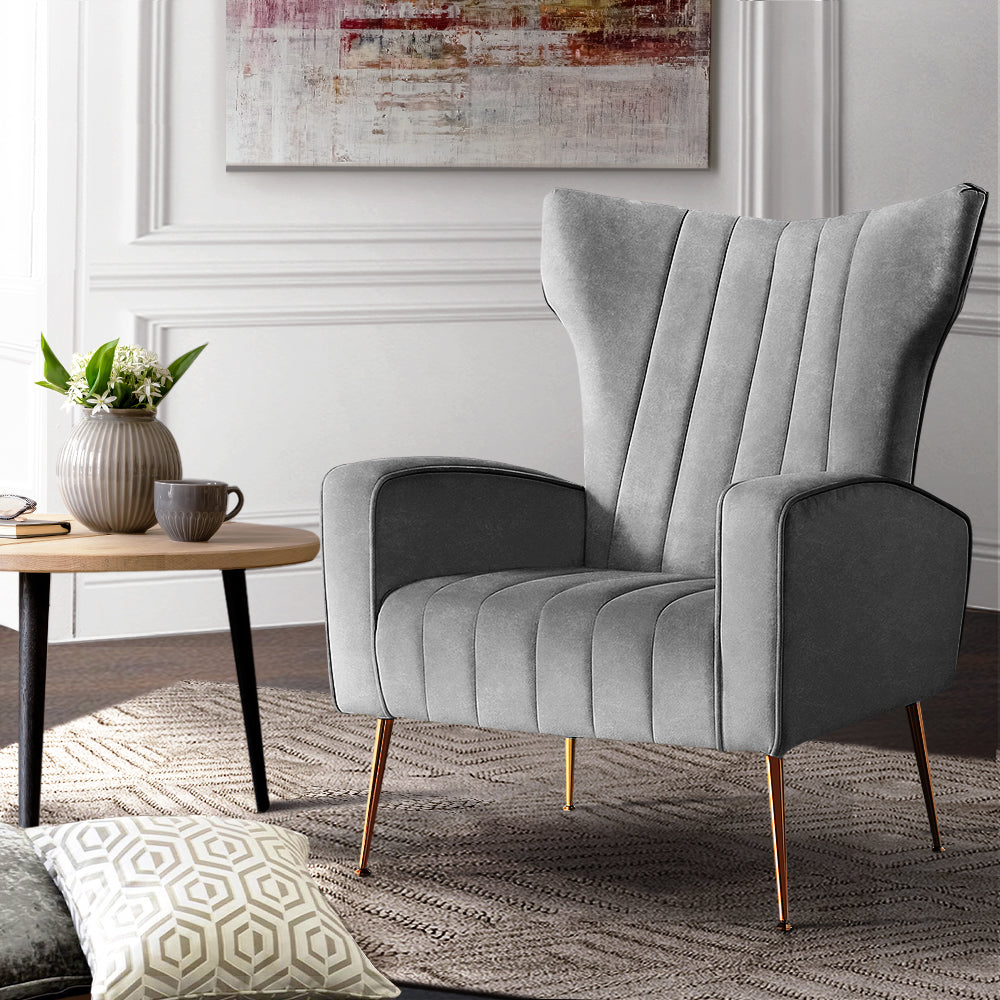 Marlook Armchair Grey Velvet Kate