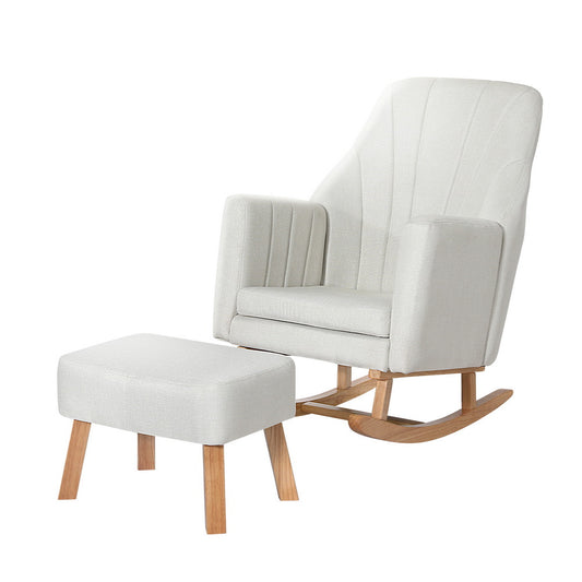 Marlook Rocking Chair Armchair Linen Fabric Beige Jonah