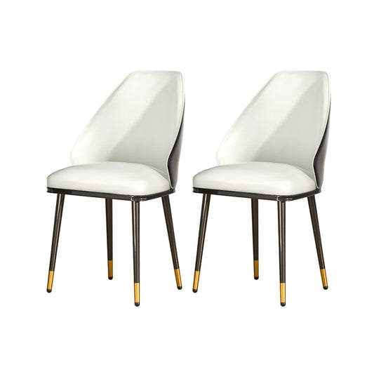 Marlook Dining Chairs Set of 2 Leather Seat Beige and Black