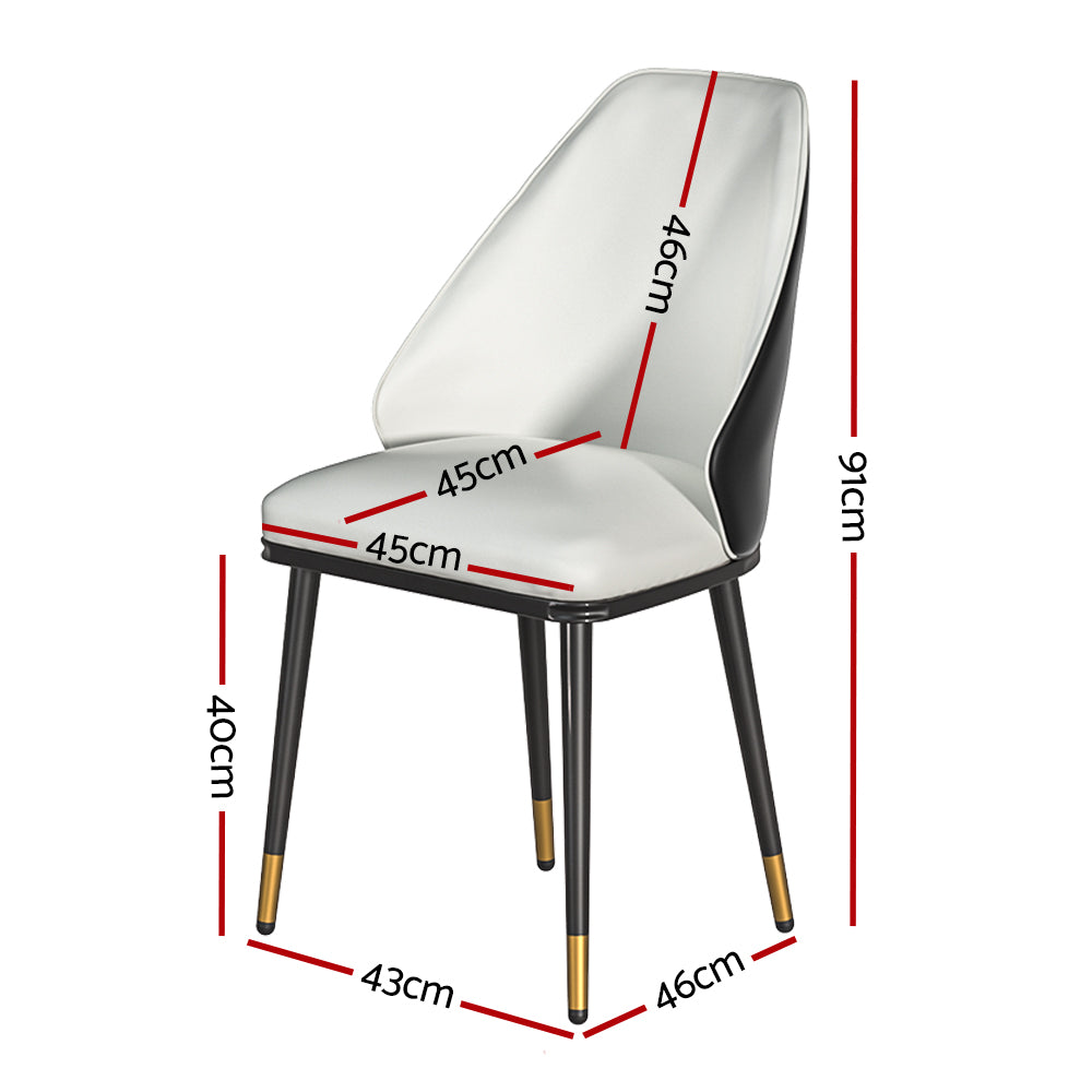 Marlook Dining Chairs Set of 2 Leather Seat Beige and Black