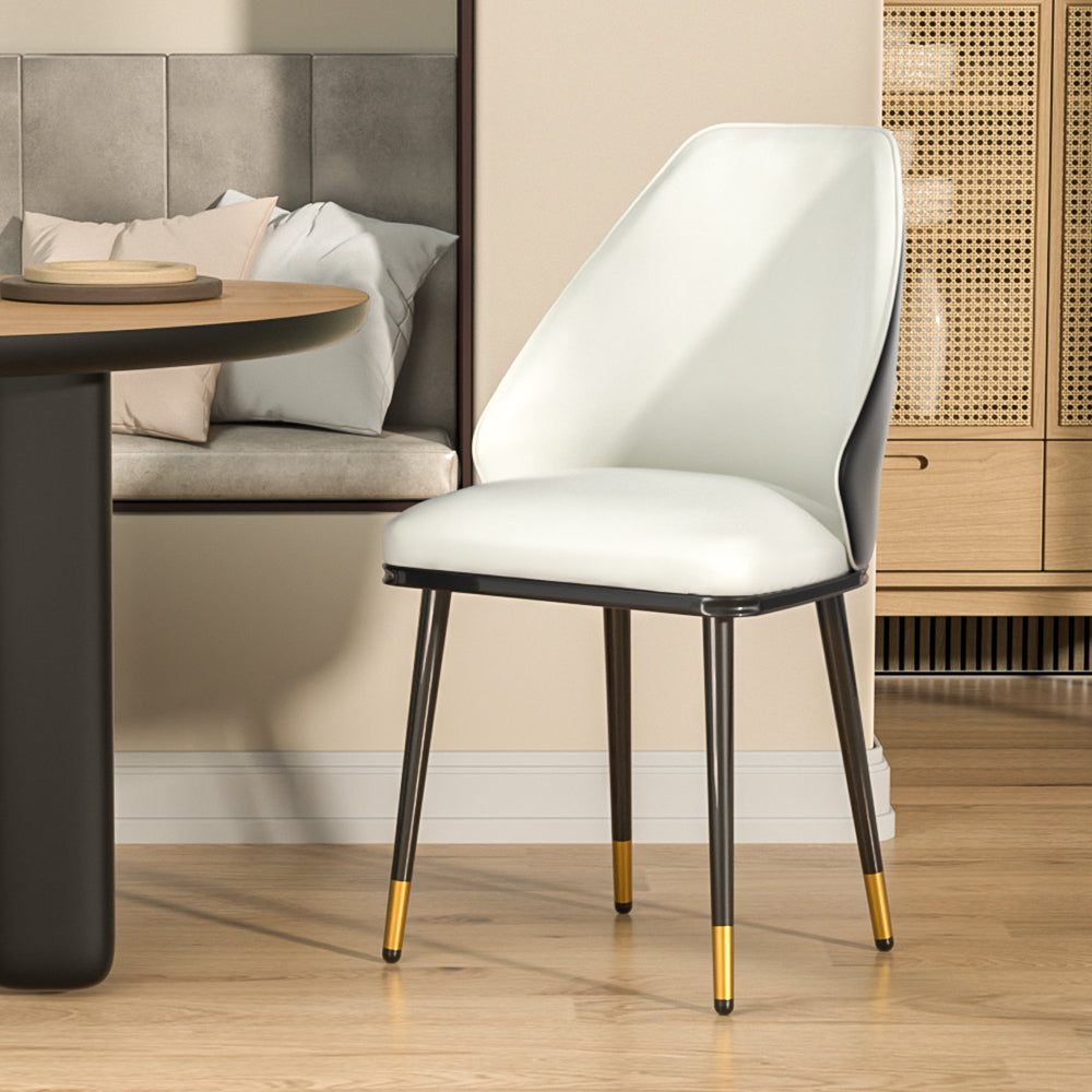 Marlook Dining Chairs Set of 2 Leather Seat Beige and Black
