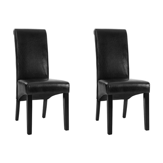 Marlook Dining Chairs Set of 2 Leather Parsons Chair Black