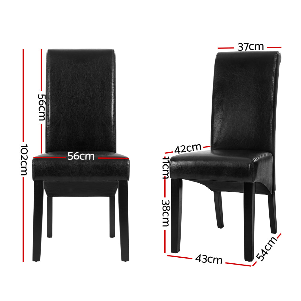 Marlook Dining Chairs Set of 2 Leather Parsons Chair Black