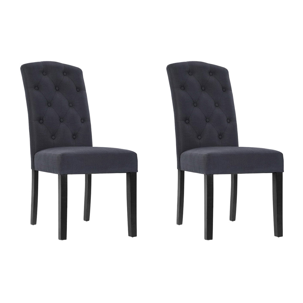 Marlook Dining Chairs Set of 2 Linen Parsons Chair Dark Grey