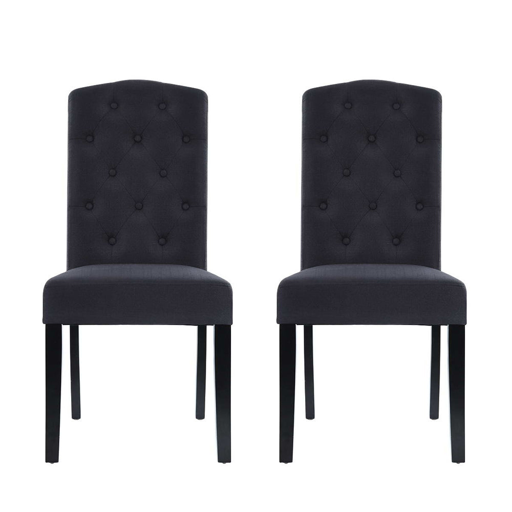 Marlook Dining Chairs Set of 2 Linen Parsons Chair Dark Grey
