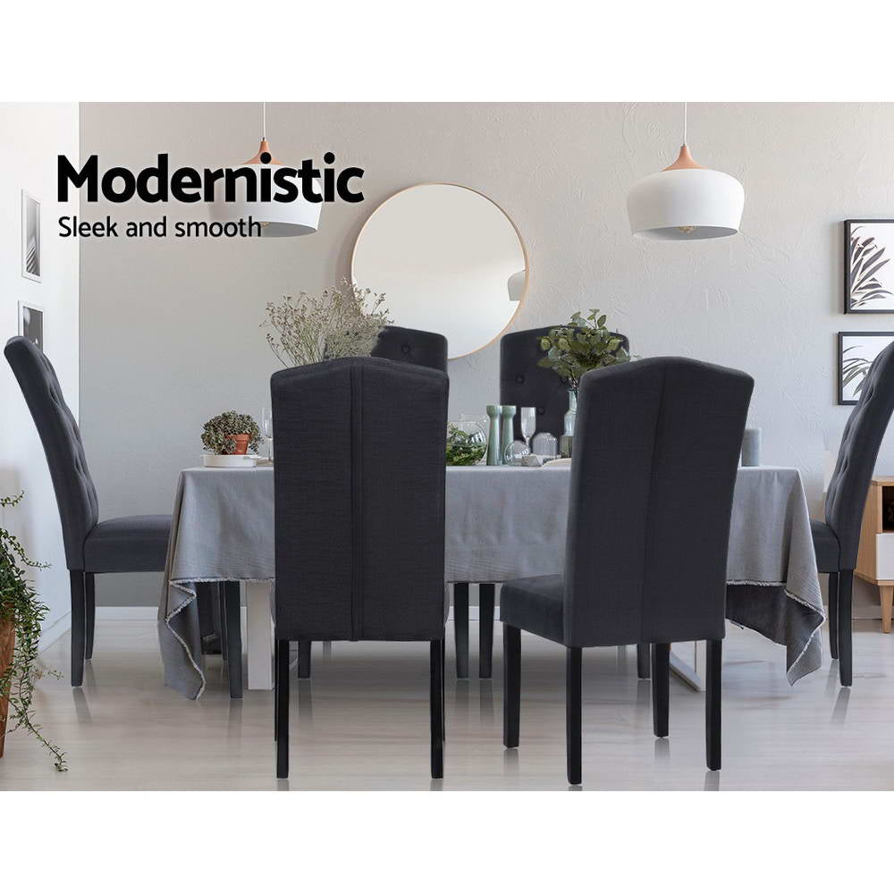 Marlook Dining Chairs Set of 2 Linen Parsons Chair Dark Grey