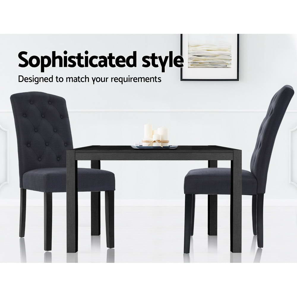 Marlook Dining Chairs Set of 2 Linen Parsons Chair Dark Grey