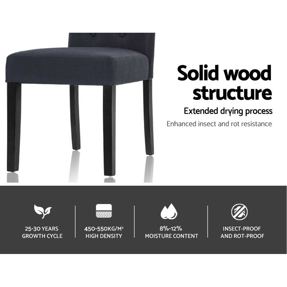 Marlook Dining Chairs Set of 2 Linen Parsons Chair Dark Grey