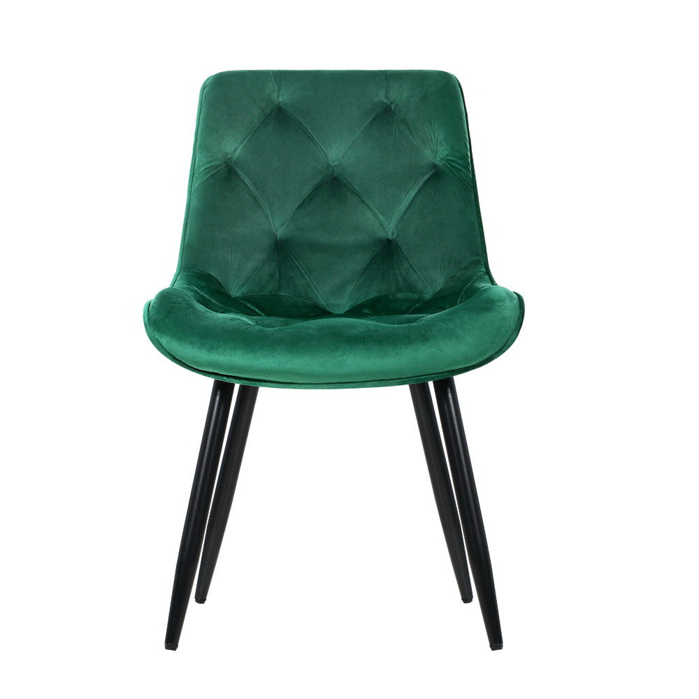 Marlook Dining Chairs Set of 2 Velvet Diamond Tufted Green