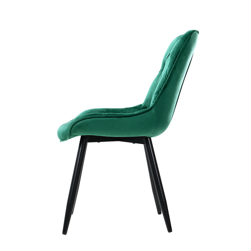 Marlook Dining Chairs Set of 2 Velvet Diamond Tufted Green