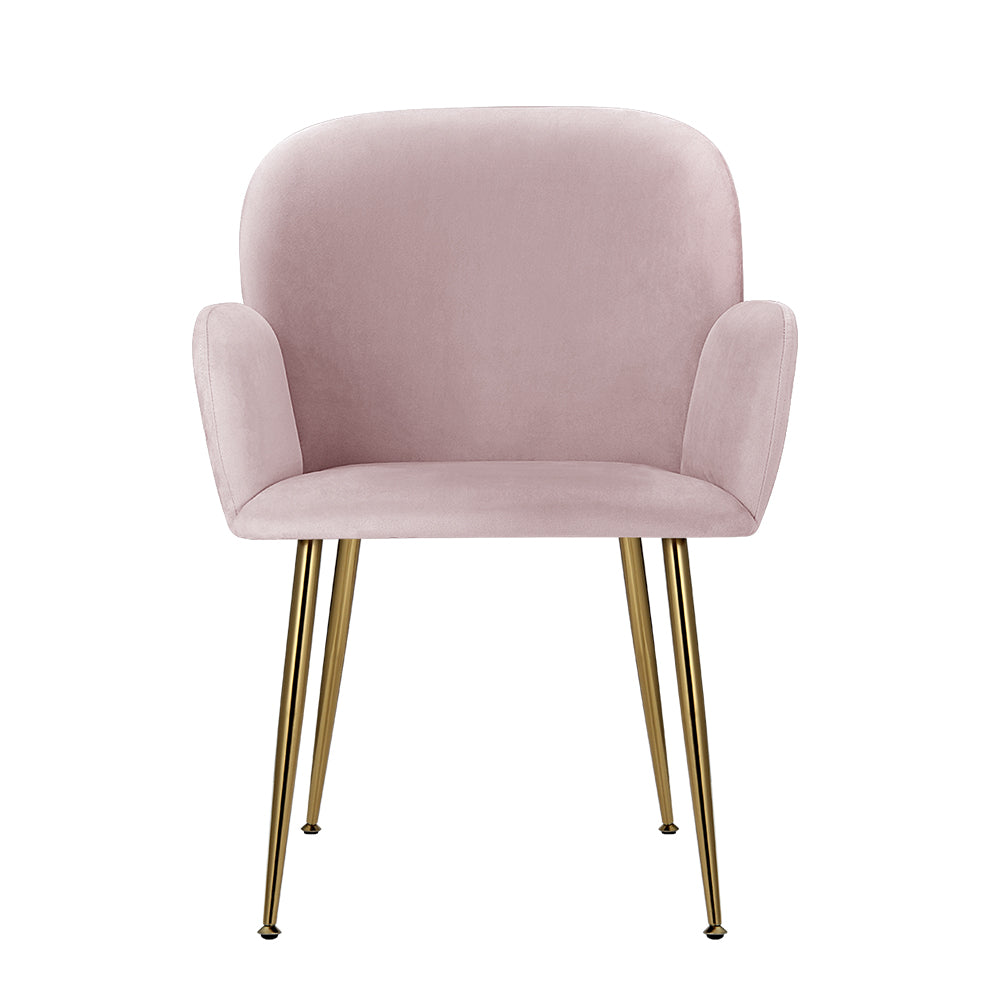 Marlook Dining Chairs Set of 2 Velvet Armchair Pink