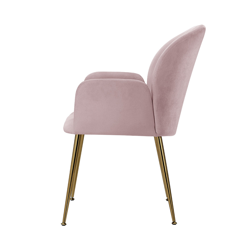 Marlook Dining Chairs Set of 2 Velvet Armchair Pink