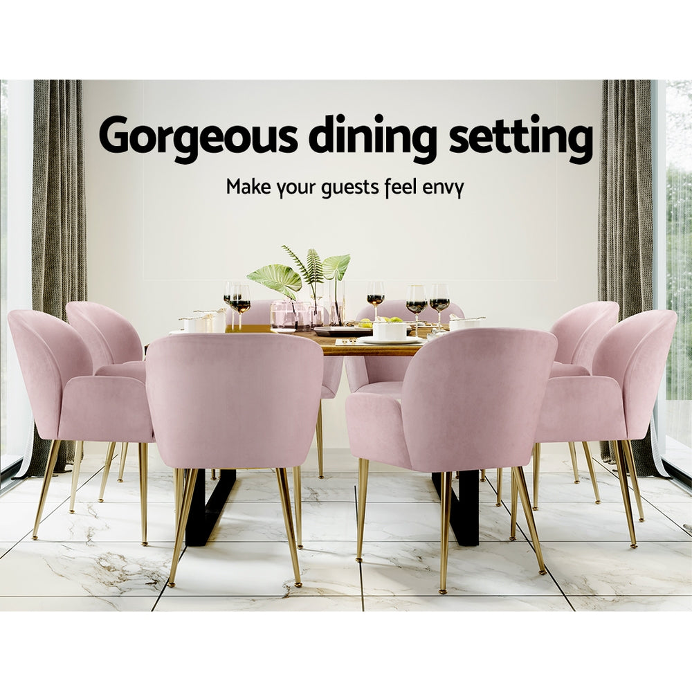 Marlook Dining Chairs Set of 2 Velvet Armchair Pink