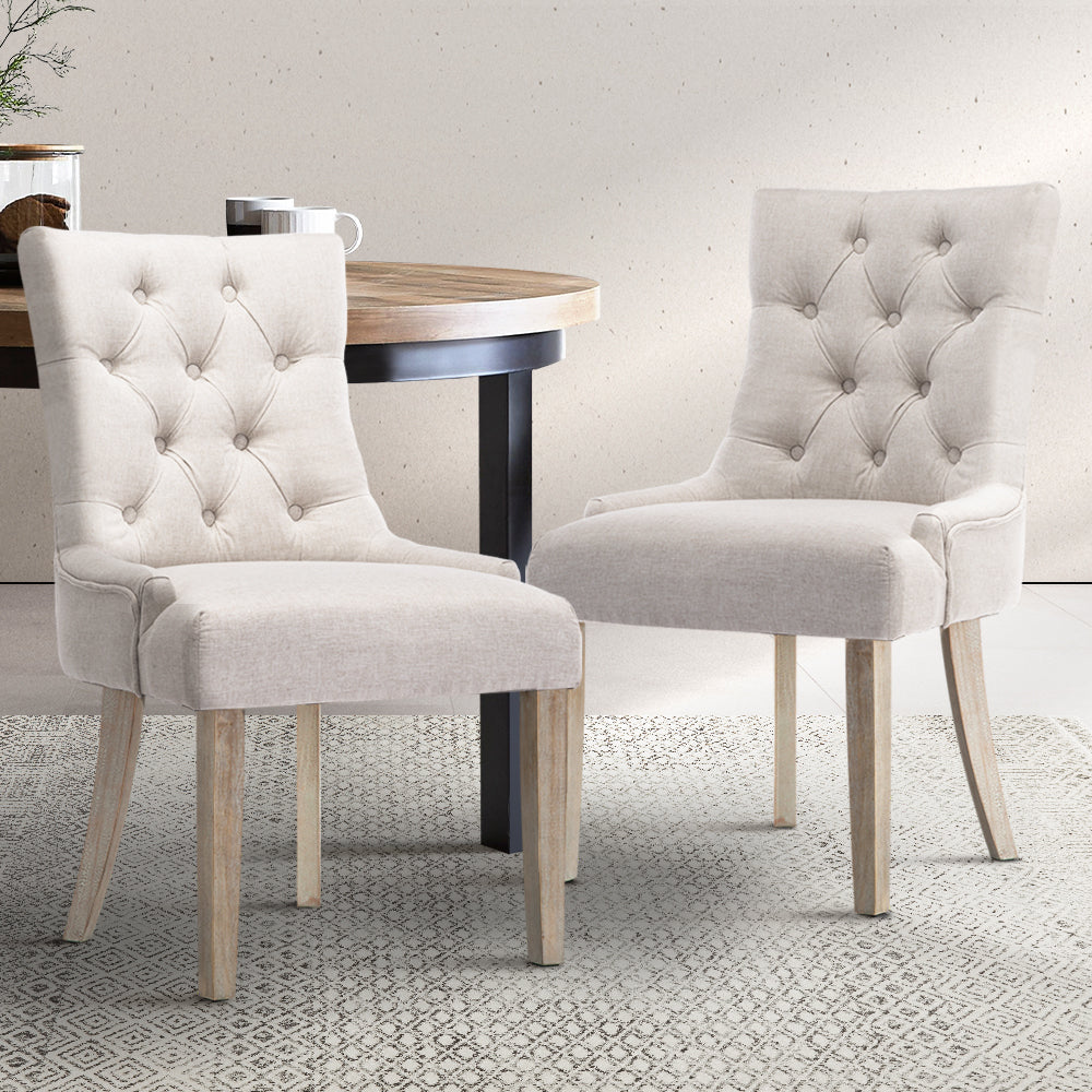 Marlook Dining Chairs Set of 2 Linen French Provincial Beige