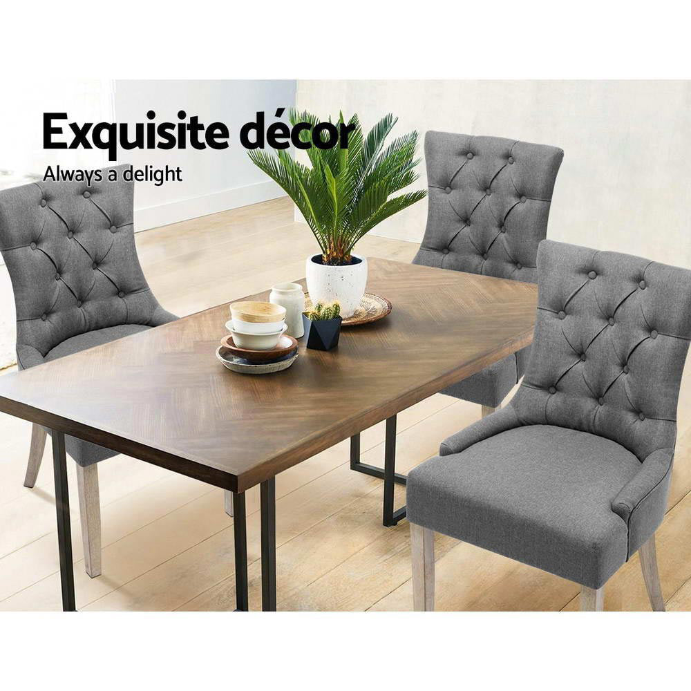 Marlook Dining Chairs Set of 2 Linen French Provincial Grey