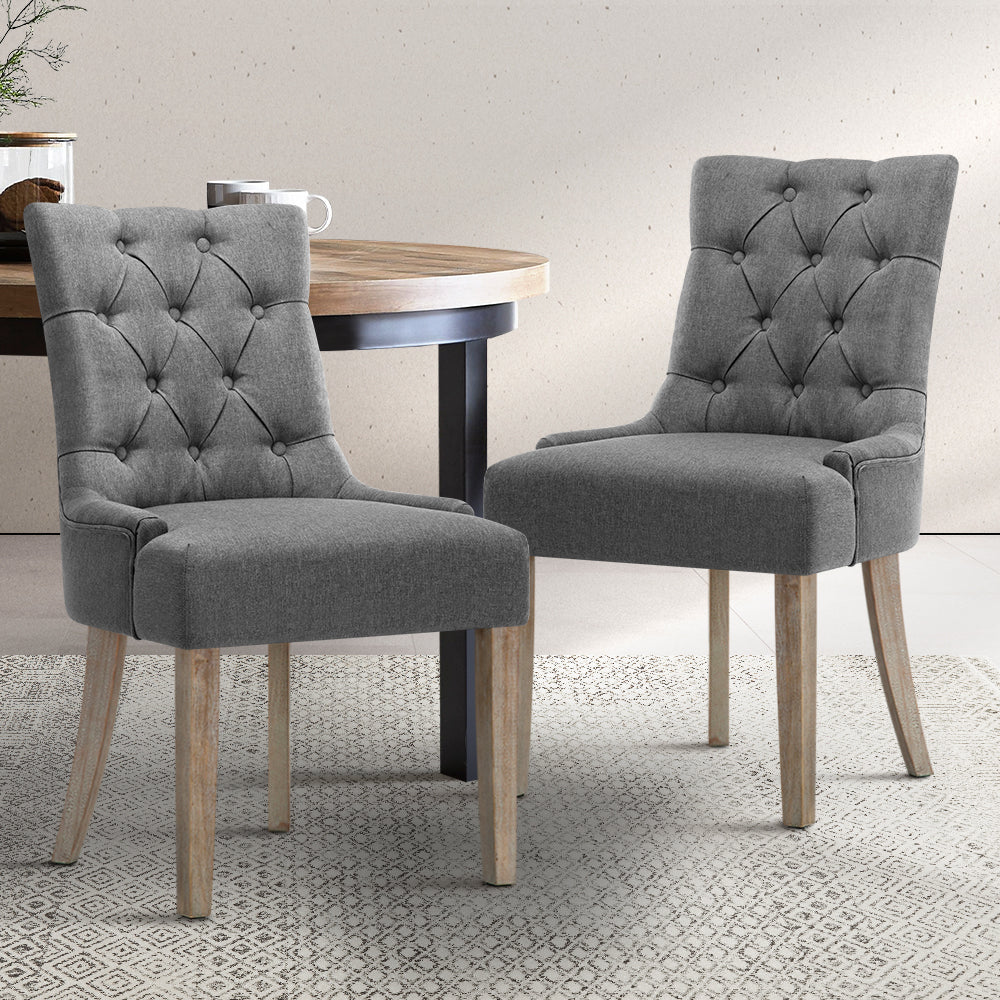 Marlook Dining Chairs Set of 2 Linen French Provincial Grey