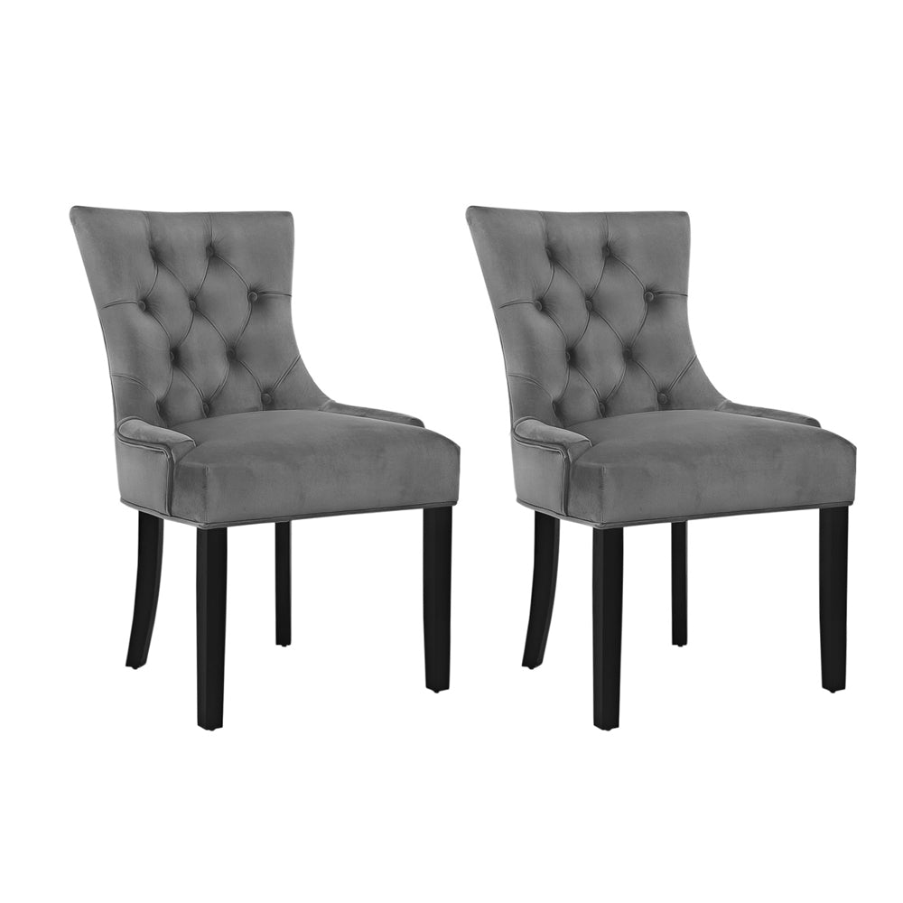 Marlook Dining Chairs Set of 2 Velvet French Provincial Grey
