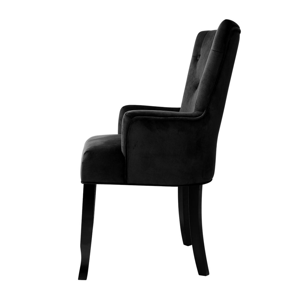Marlook Dining Chair Velvet French Provincial Armchair Black
