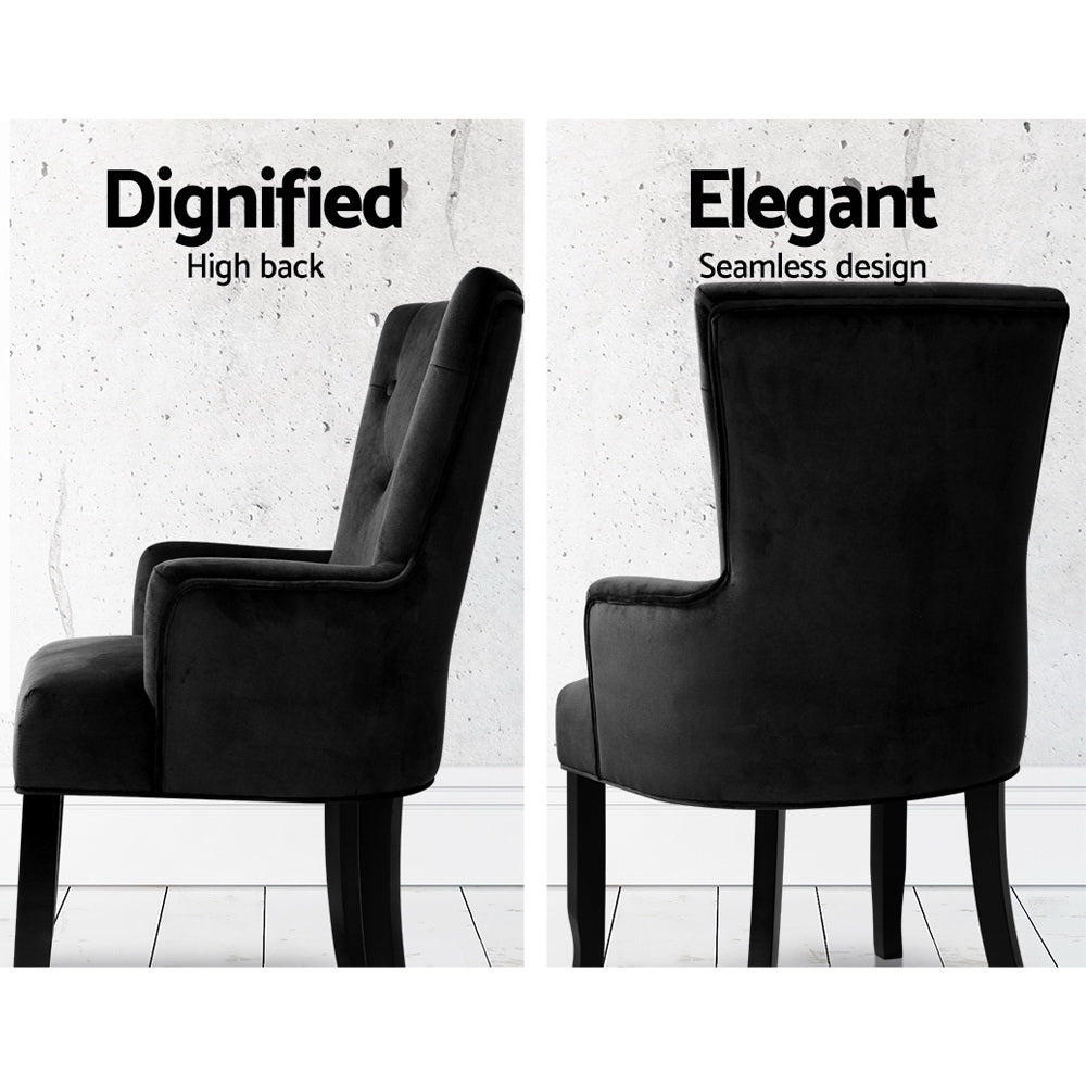 Marlook Dining Chair Velvet French Provincial Armchair Black