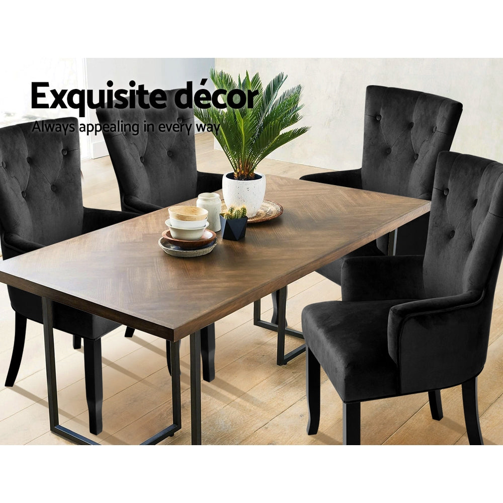 Marlook Dining Chair Velvet French Provincial Armchair Black