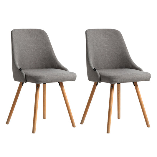 Marlook Dining Chairs Set of 2 Fabric Wooden Grey