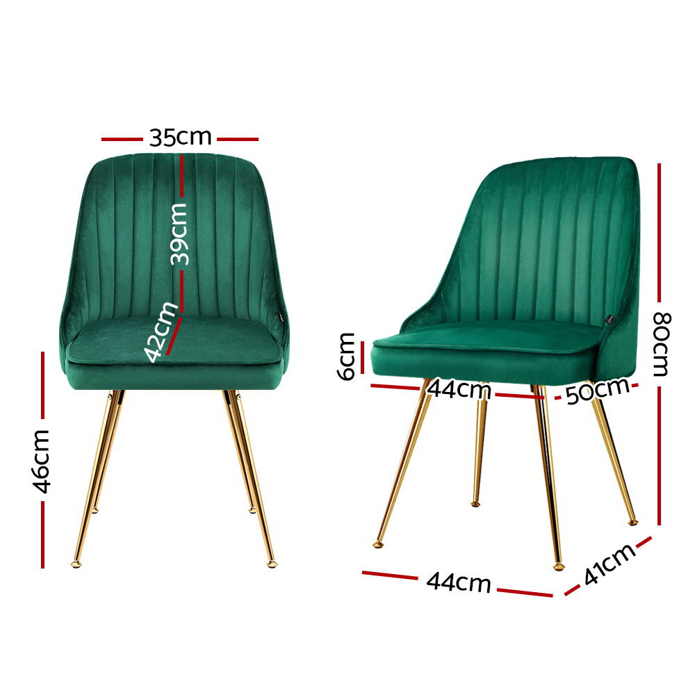 Marlook Dining Chairs Set of 2 Velvet Channel Tufted Green