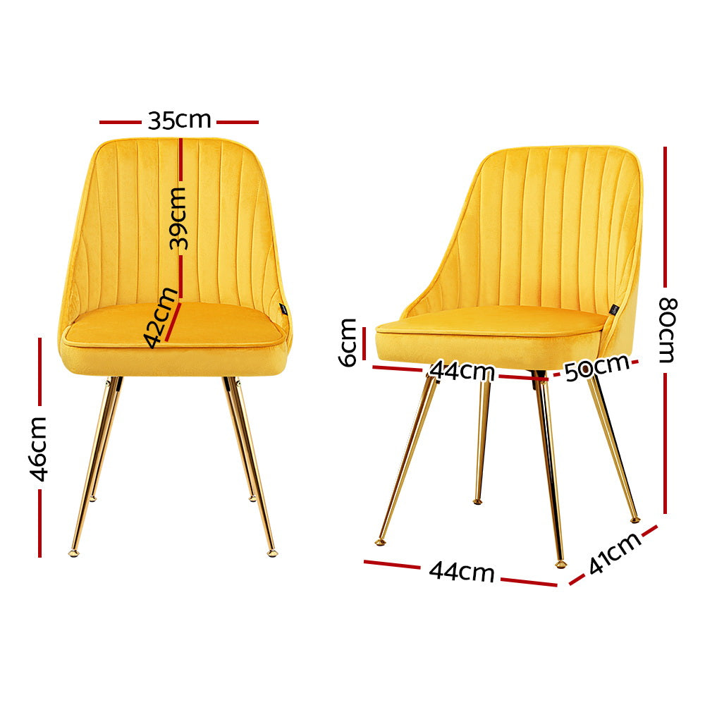 Marlook Dining Chairs Set of 2 Velvet Channel Tufted Yellow