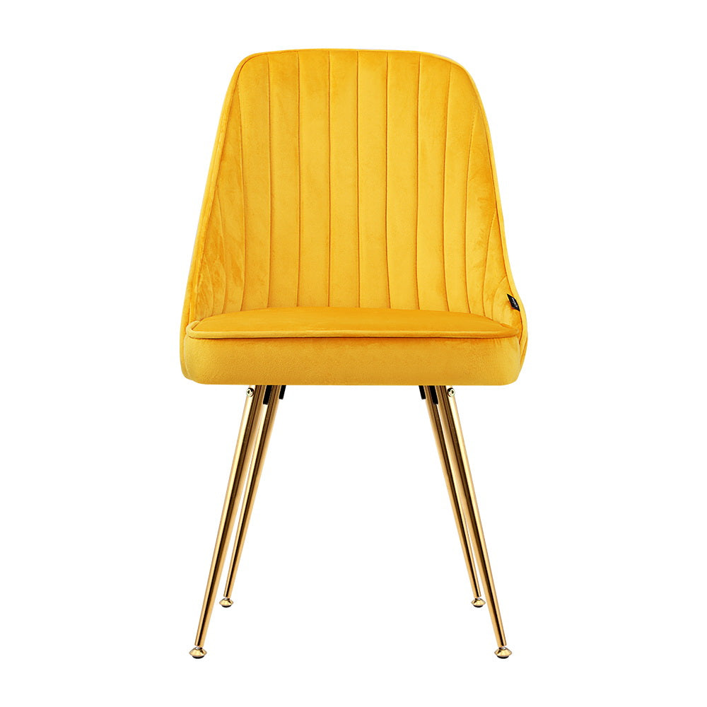 Marlook Dining Chairs Set of 2 Velvet Channel Tufted Yellow