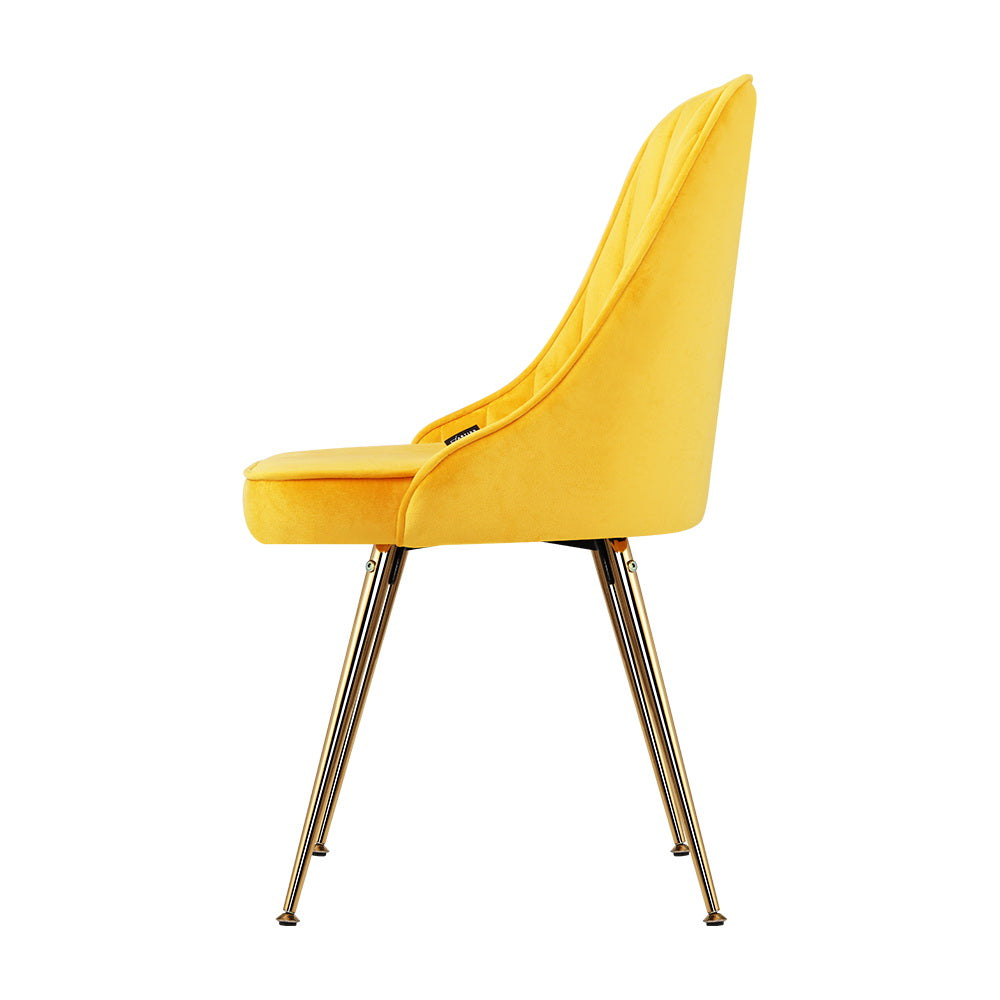 Marlook Dining Chairs Set of 2 Velvet Channel Tufted Yellow