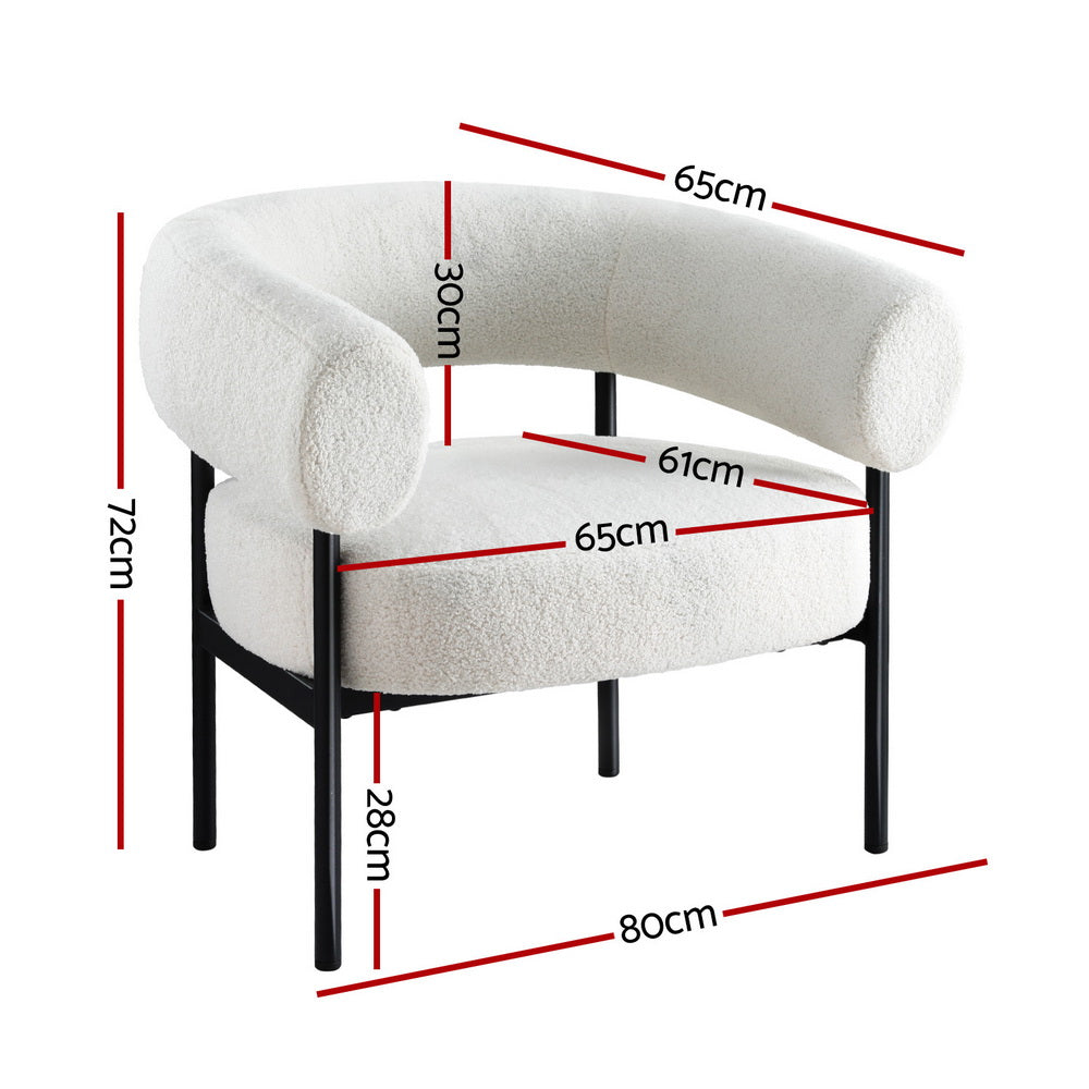 Marlook Armchair Accent Chair Curved Boucle White