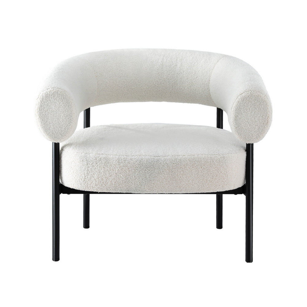 Marlook Armchair Accent Chair Curved Boucle White