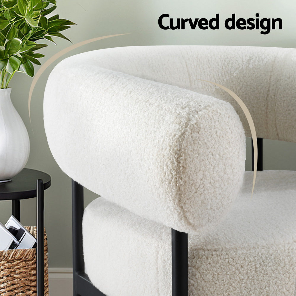 Marlook Armchair Accent Chair Curved Boucle White