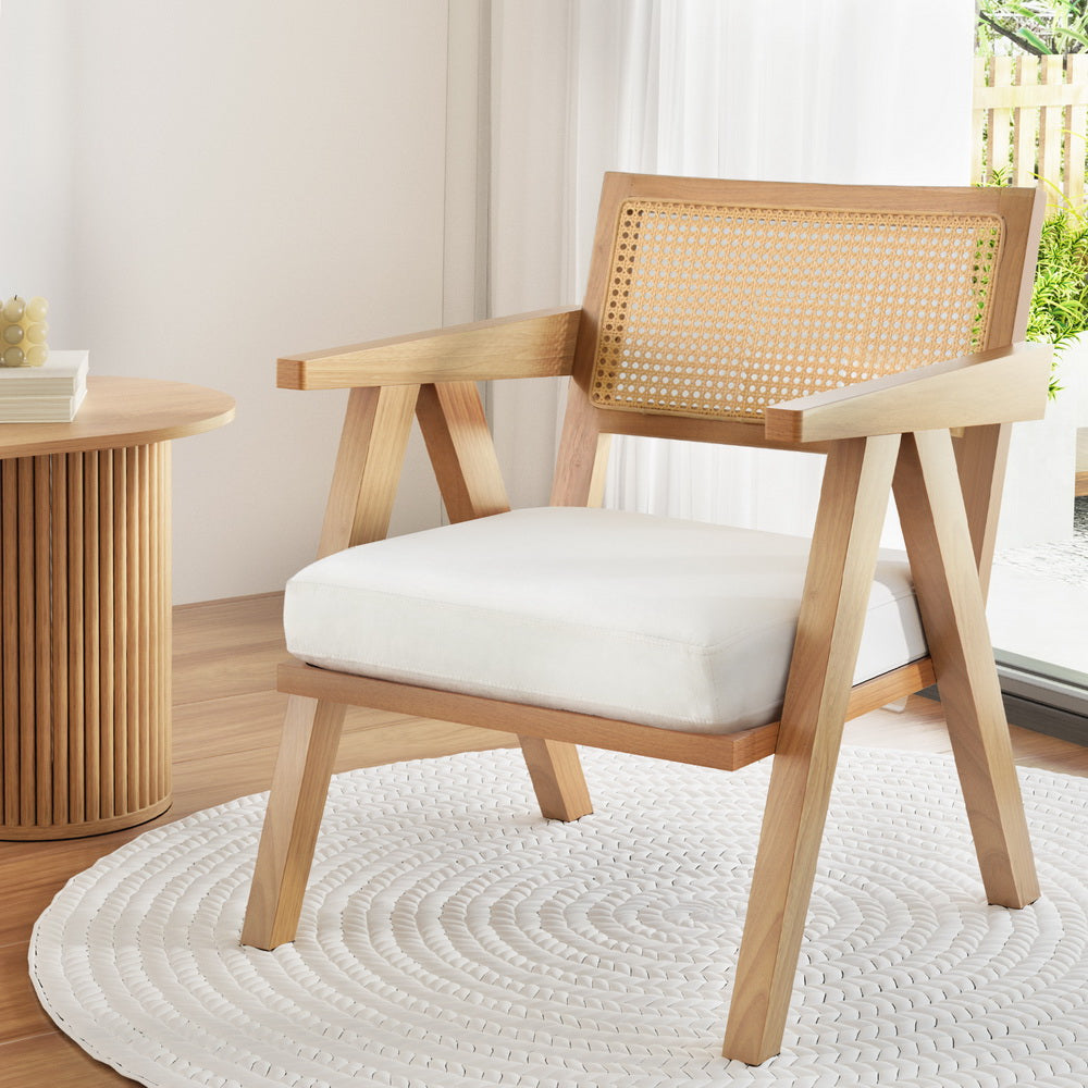 Marlook Armchair Accent Chair Lounge Rattan Velvet Pine
