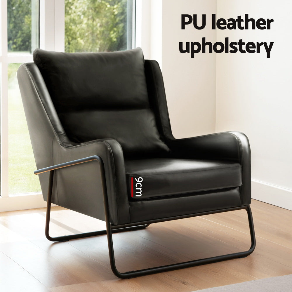 Marlook Armchair Accent Chair PU Leather Wingback Black