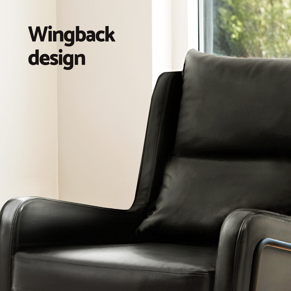 Marlook Armchair Accent Chair PU Leather Wingback Black
