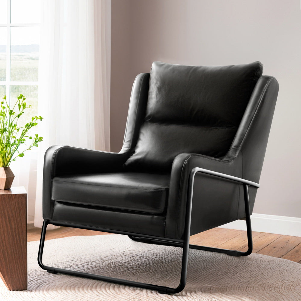 Marlook Armchair Accent Chair PU Leather Wingback Black