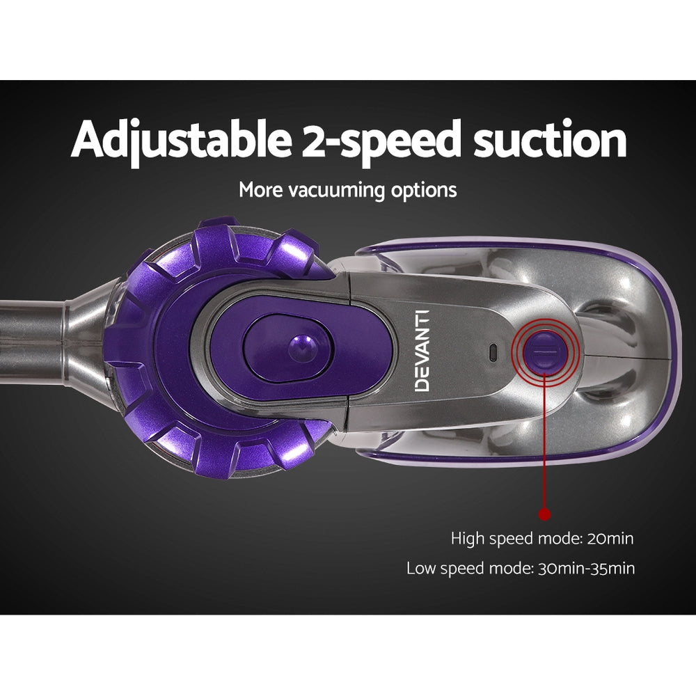 Marlook Stick Vacuum Cleaner Cordless Roller Brush 150W Purple
