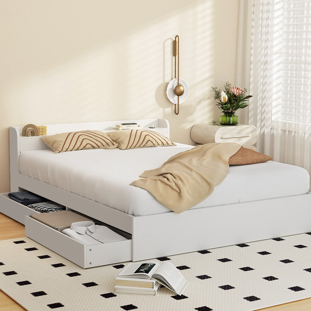 Marlook Bed Frame Queen Size Mattress Base wtih Charging Ports 2 Storage Drawers