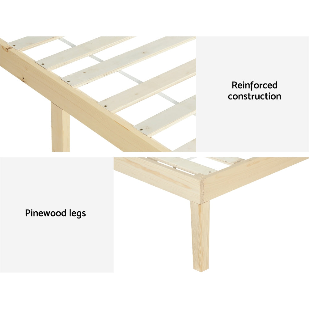 Marlook Bed Frame Double Size Wooden Base Mattress Platform Timber Pine BRUNO