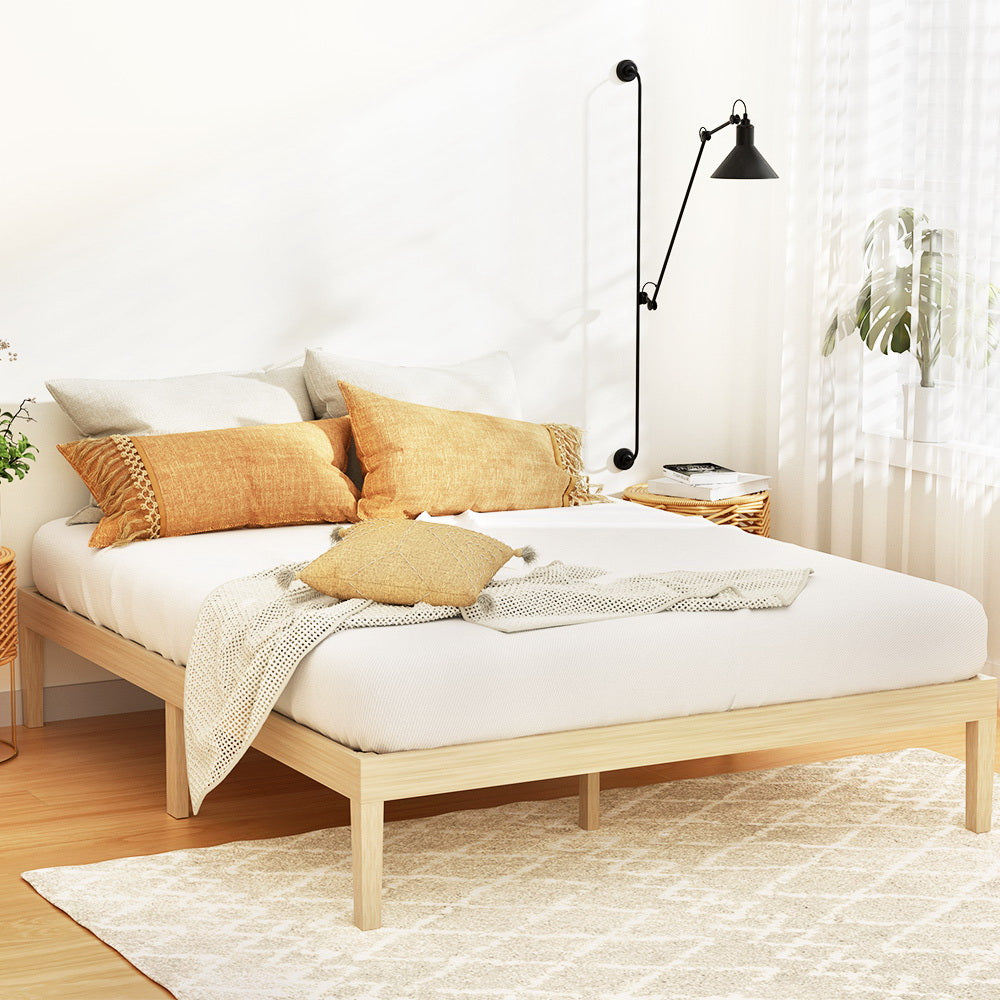 Marlook Bed Frame Double Size Wooden Base Mattress Platform Timber Pine BRUNO