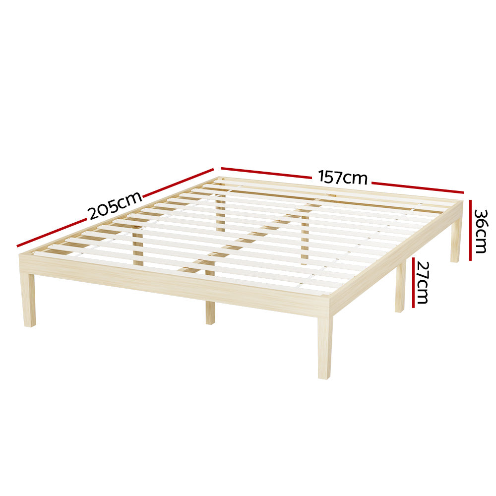 Marlook Bed Frame Queen Size Wooden Base Mattress Platform Timber Pine BRUNO