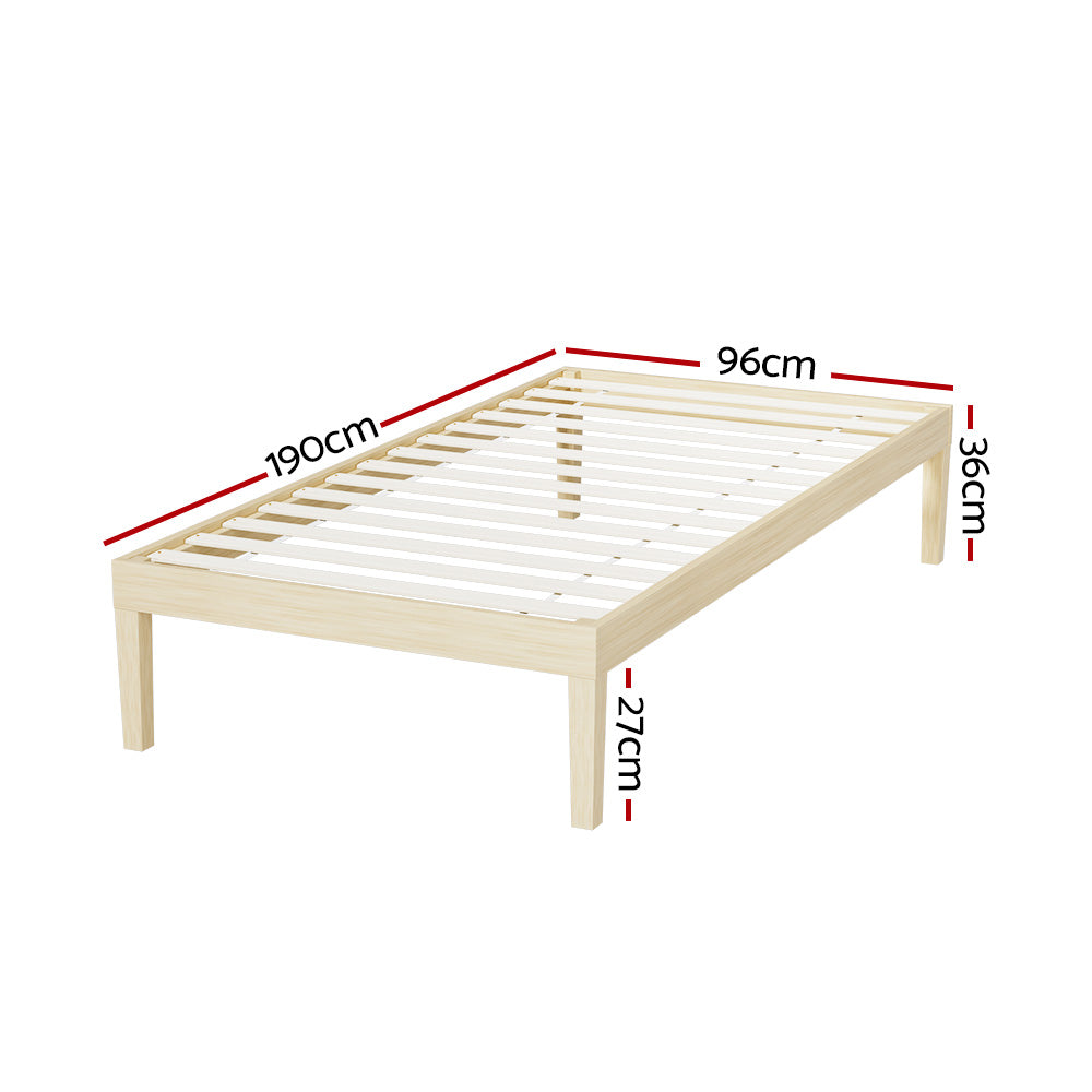 Marlook Bed Frame Single Size Wooden Base Mattress Platform Timber Pine BRUNO