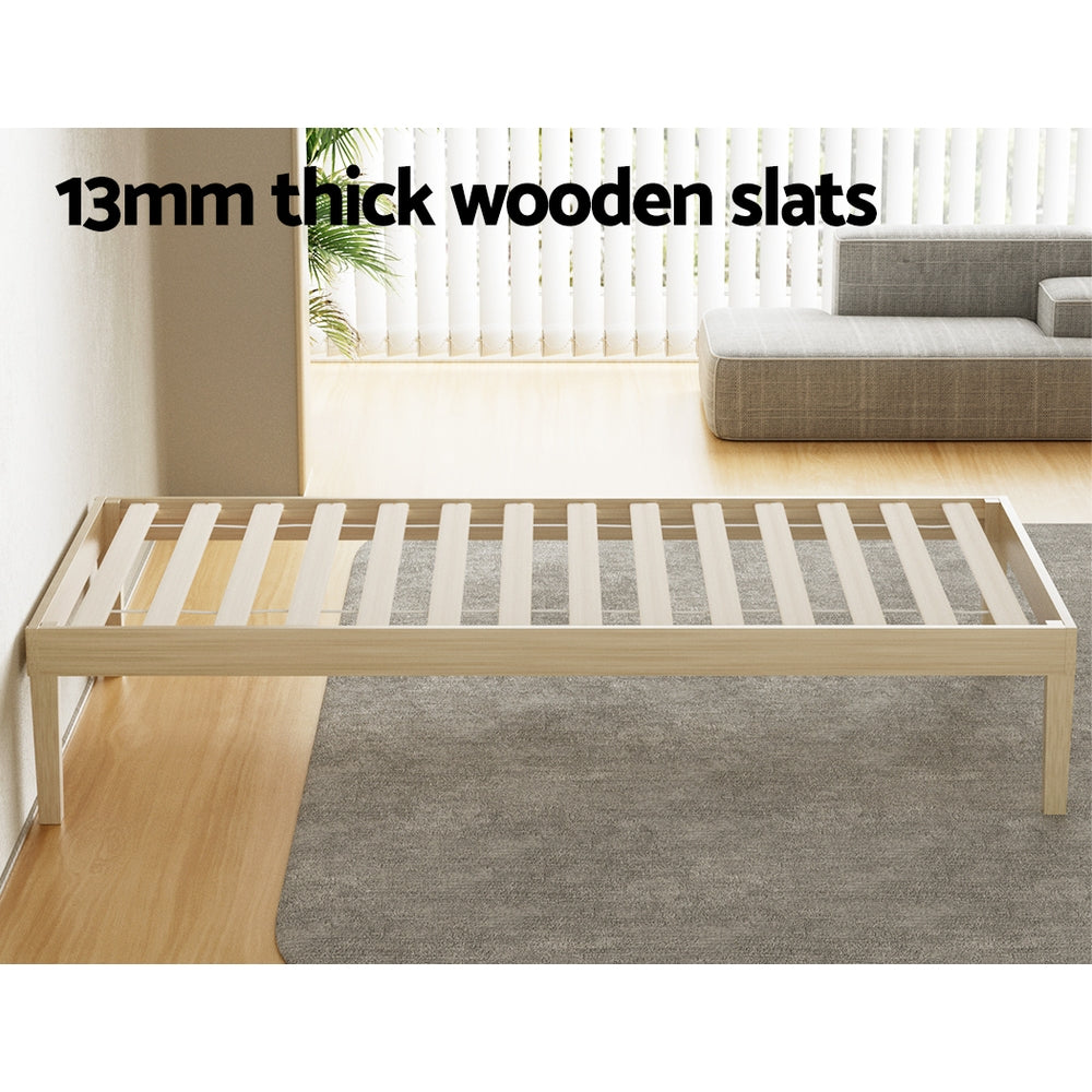Marlook Bed Frame Single Size Wooden Base Mattress Platform Timber Pine BRUNO