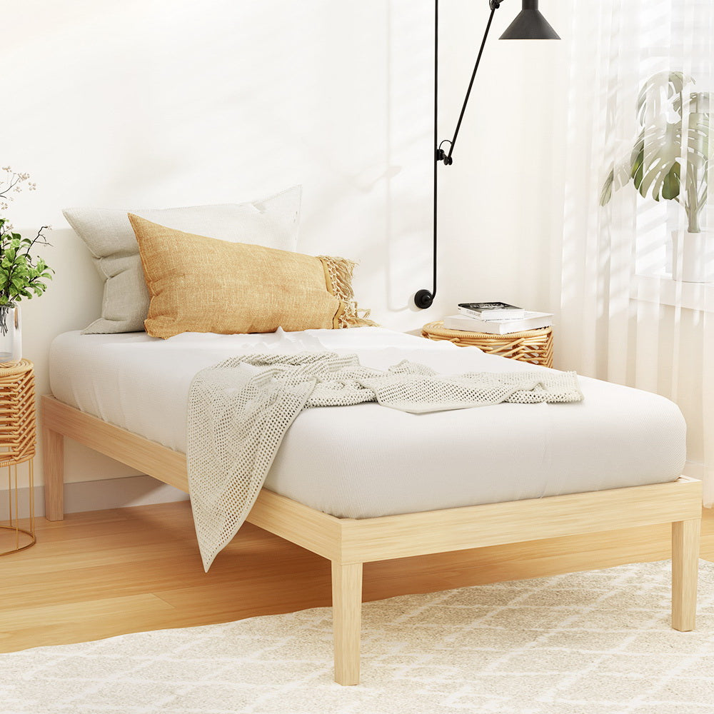 Marlook Bed Frame Single Size Wooden Base Mattress Platform Timber Pine BRUNO
