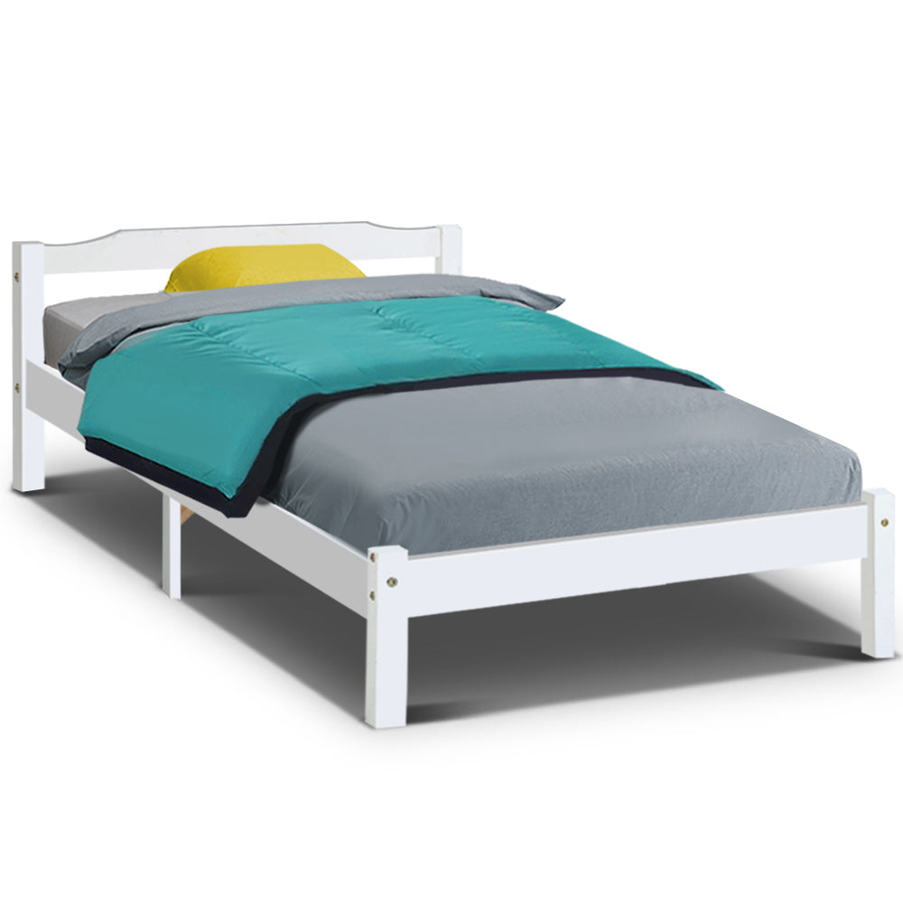 Marlook Bed Frame King Single Size Wooden White LEXI