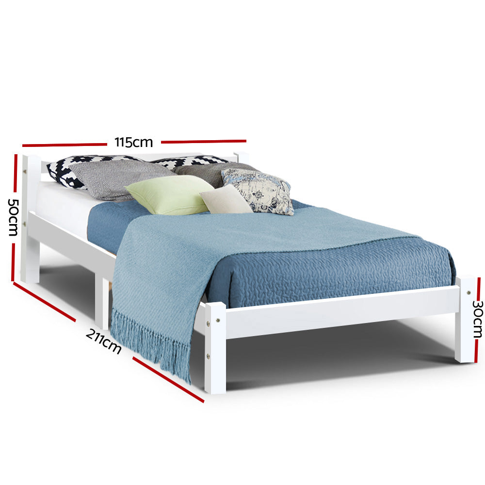 Marlook Bed Frame King Single Size Wooden White LEXI